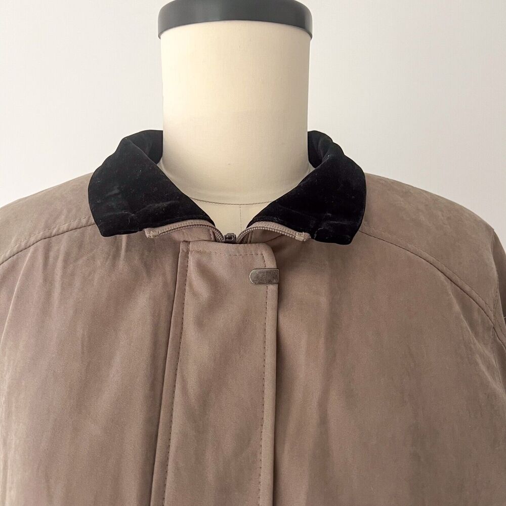 St. John's Bay Women's Small Lined Barn Coat Jacket Beige Khaki Brown Velvet - Picture 2 of 16